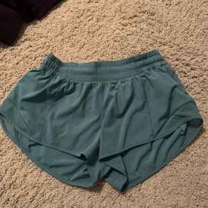 green-blue hotty hot lululemon shorts